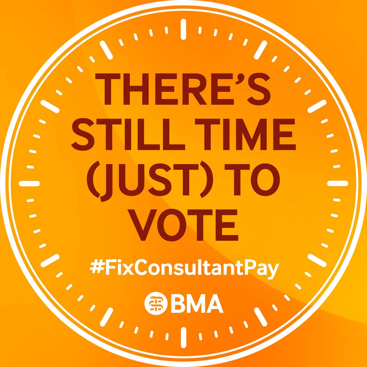 The referendum on the new pay offer from government for consultants in England closes at 11.59pm TOMORROW. If you haven't voted yet, do it today. Check your inbox and junk folder for your voting email from bma@cesvotes.com and vote before it's too late. bma.org.uk/consultantspay