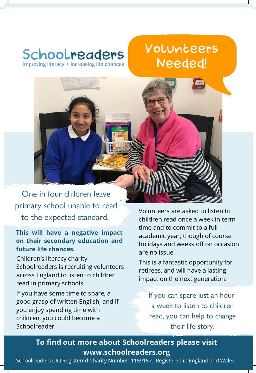 soarcommunity's tweet photo. Could you be a schoolreader? Volunteers are needed to listen to children read once a week during term time, to help them develop their reading skills 📖

Find out more  👉 https://t.co/rognzmcf0S @Schoolreaders https://t.co/RF5yGsqomz