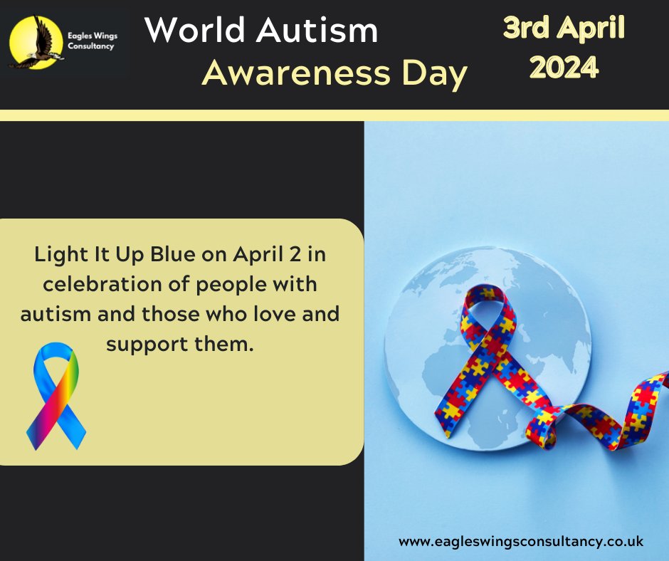 #WorldAutismAwarenessDay #LightItUpBlue #EaglesWingsConsultancy #DisabilityConsultant #DisabilitySpecialist #ExpertByExperience #TurningDisabledToEnabled eagleswingsconsultancy.co.uk  X – @EWConsultancy