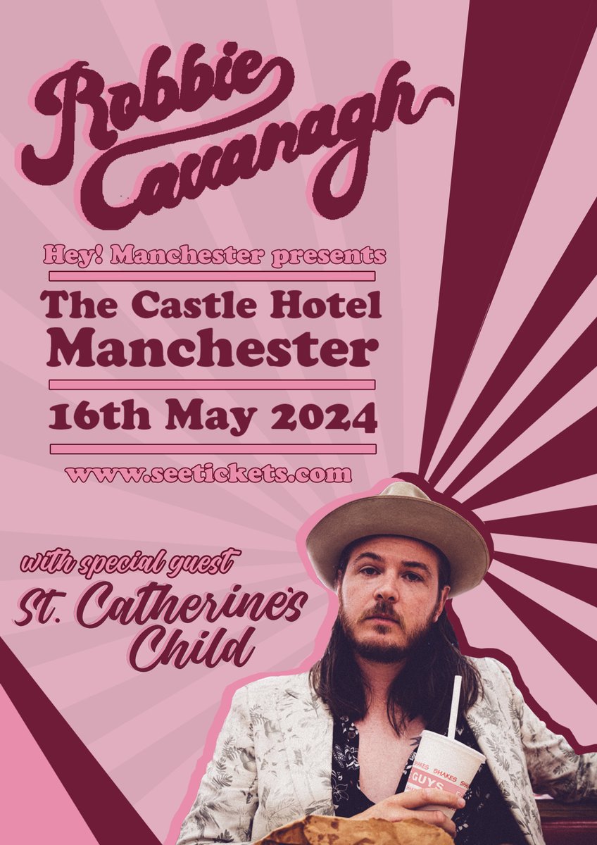 NEW SHOW: We're delighted to welcome @robbiecavanagh back to @thecastlehotel - on Thu 16 May, with special guest St. Catherine's Child! Read more, listen to both and book now: heymanchester.com/robbie-cavanag…