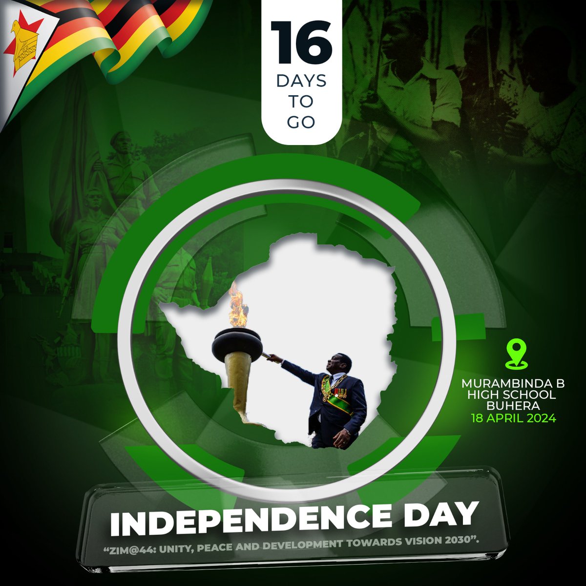 16 days left to Independence day 
<a href="/dereckgoto/">Dereck Goto</a> <a href="/RMuzezuru/">Richard Muzezuru</a> <a href="/BaShonaBaShona/">BaShona.</a> @Cde_Chenjerai <a href="/ChaibvaG/">Chaibva Gabriel</a> @Charega1  <a href="/Mug2155/">Mug</a>
