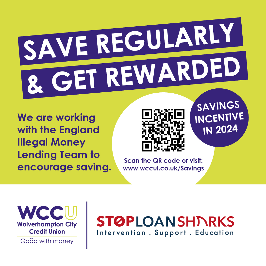 Wolverhampton people signing up for a Credit Union savings scheme are being offered a cash boost thanks to money confiscated from loan sharks. To apply for membership, please scan the QR code or visit our website at: wccul.co.uk/Savings and quote SLS to join. #SaveMoreIn2024