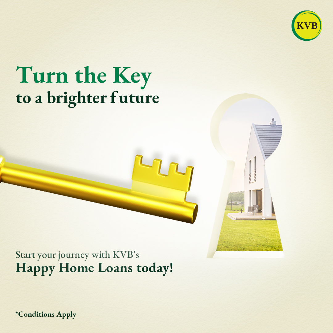 Owning a home is made easier with KVB. Apply now for paperless and quick home loan approvals with KVB’s Happy Home Loans! #KVB #KarurVysyaBank #SmartWayToBank #Bank #SafeBanking #HomeLoan