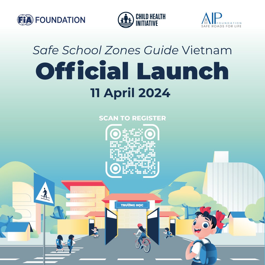 📨You are cordially invited to attend the official launch of the Safe School Zones Guide Vietnam! 🗓11 April 2024 ⏰14:00-15:00 ICT Featuring key expert leaders from: ✅the Ministry of Transport, Vietnam ✅FIA Foundation ✅World Bank 🔗Register here: lnkd.in/ey7C4iY8
