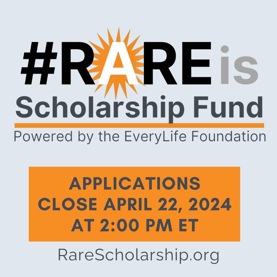 The Every Life Foundation is offering scholarships to patients with #rarediseases in the United States. The #RAREis scholarship application process is now open until April 22, 2024 at RareScholarship.org.