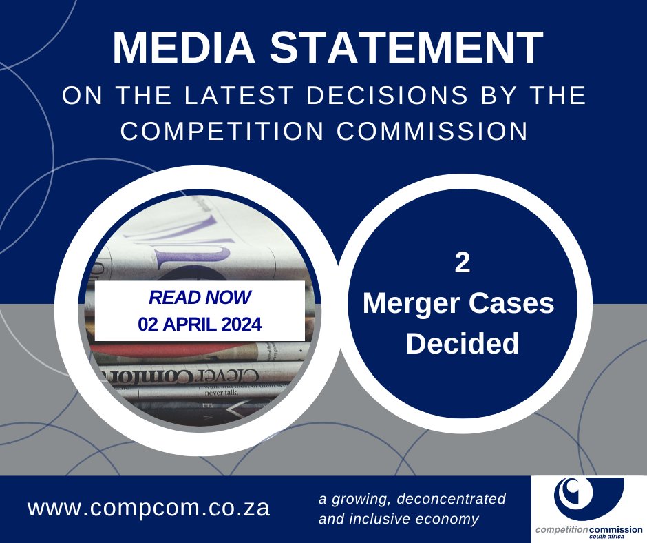 📢 In its recent ordinary meeting, the Commission took decisions on matters that include mergers & acquisitions in the telecommunication and property industries. Click on this link to read more in our media statement at shorturl.at/uzIKQ #mergers #mergersacquisitions