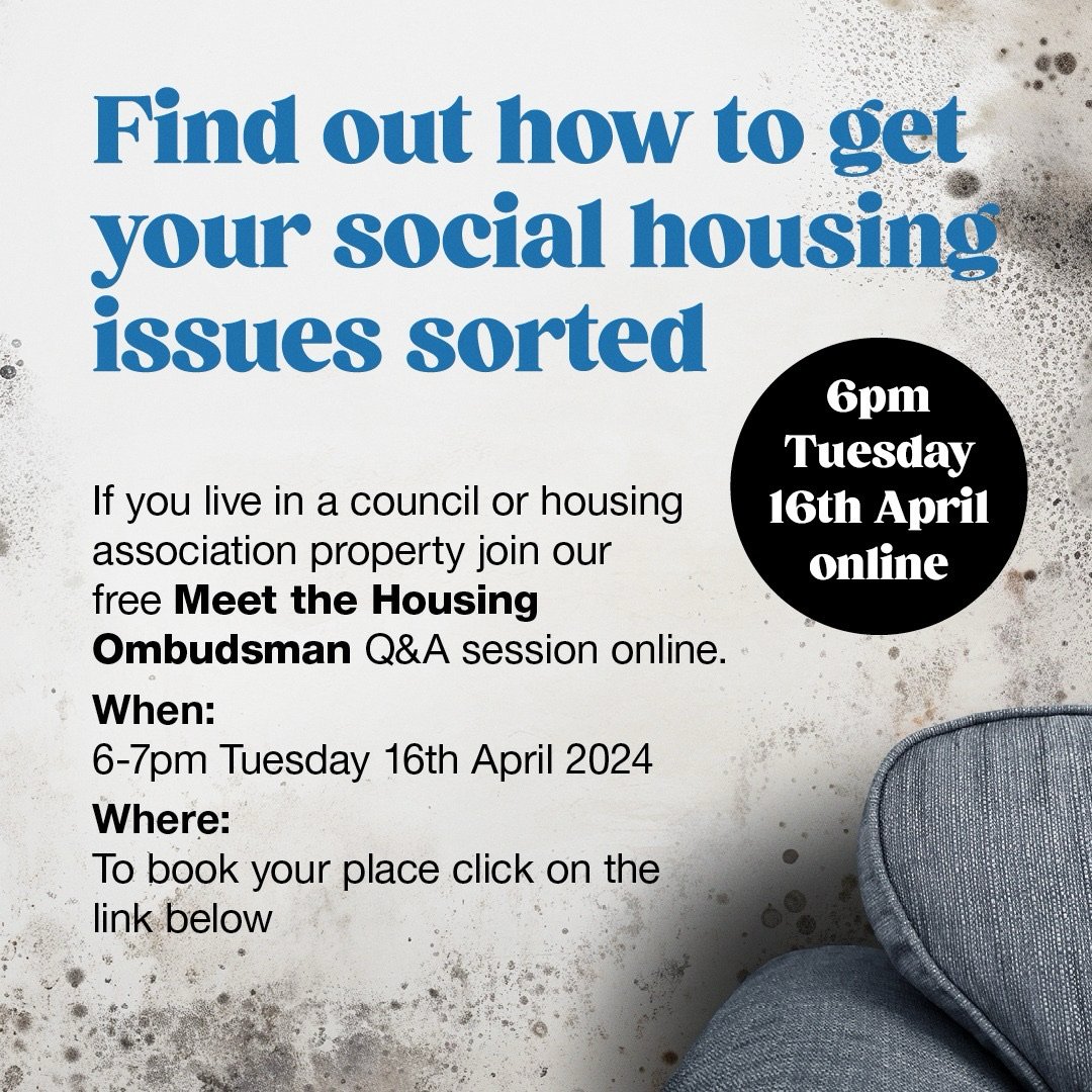 Are you a #SocialHousing tenant? Need help with housing issues? Meet the #Housing Ombudsman free online event 16th April Register for your ticket here: eventbrite.com/e/find-out-how…