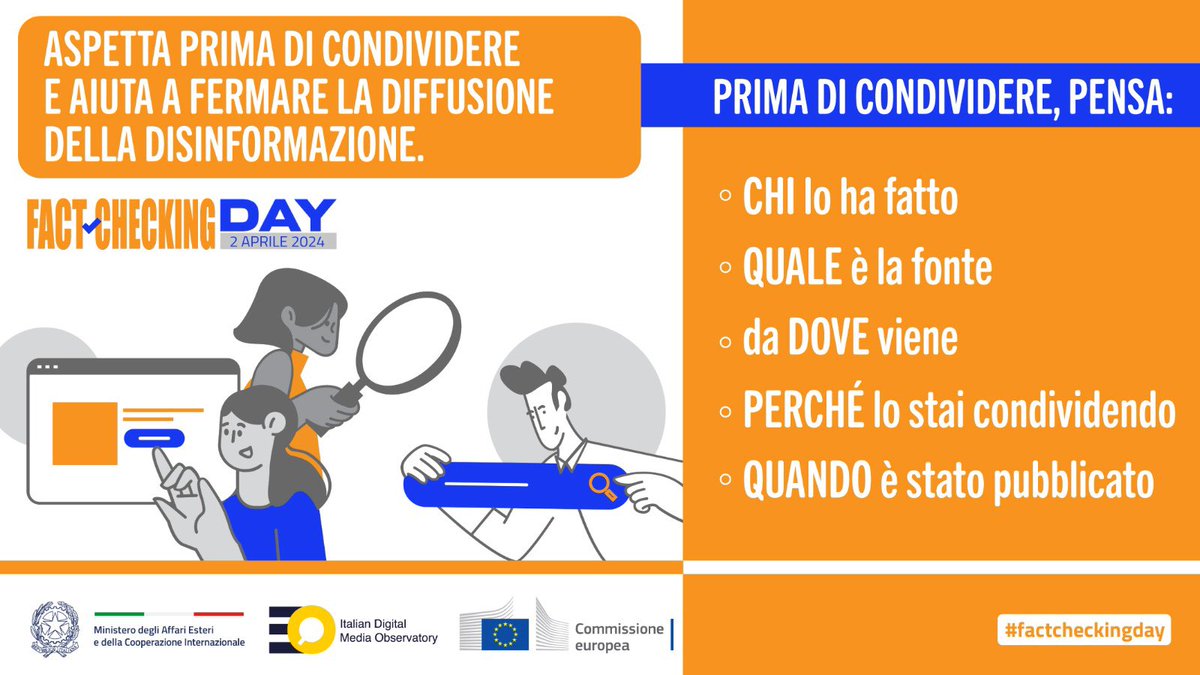 #FactCheckingDay un impegno ancora più forte per l'accuratezza dell'informazione! @ItalyMFA, @europainitalia e #IDMO insieme per promuovere una cultura dell'informazione responsabile in vista delle prossime #ElezioneEuropee.🗳️🇪🇺 #UnitedAgainstDisinformation #Disinformazione