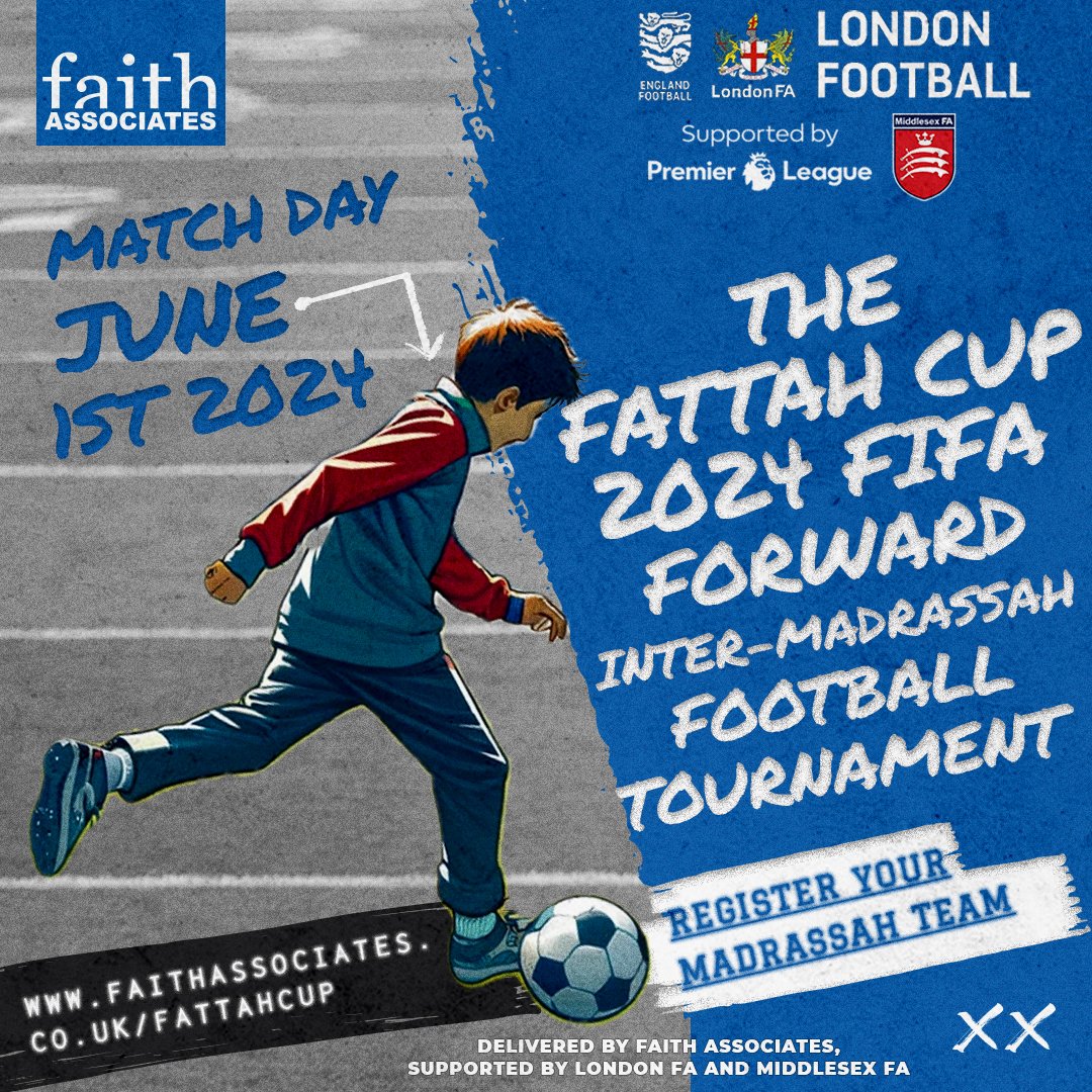 Today is the last day to register your interest to take part in our inter-Madrassah football tournament: Fattah Cup! 🏆 If your mosque or Madrassah would like to find out more please visit: ⬇️ faithassociates.co.uk/fattahcup @FaithAssociates