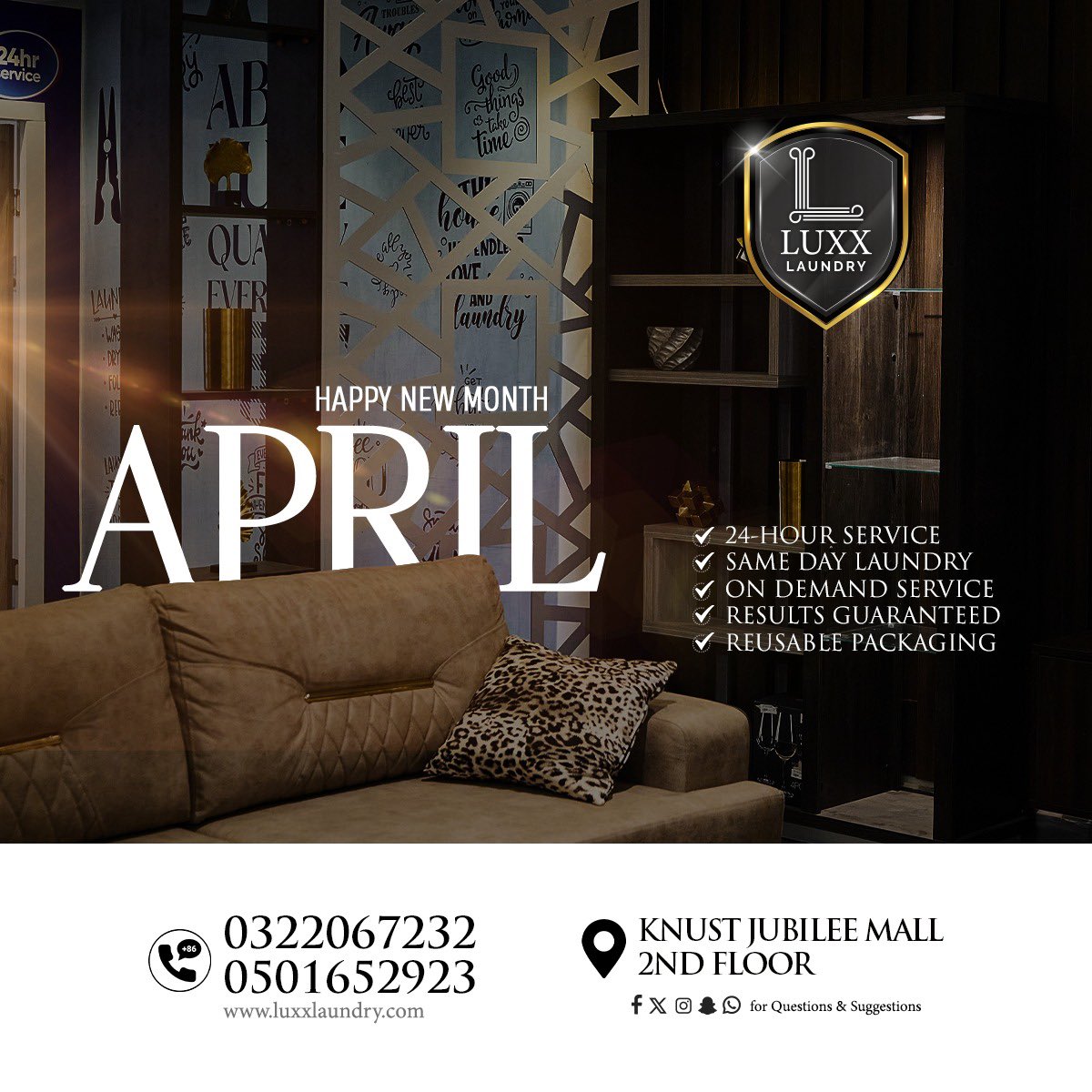 LuxxLaundry's tweet image. Cheers to a new month of hope, renewal and joy.

Stay blessed.

#Luxxlaundry
#AbsoluteQuality Everytime #DoingLaundryTheRightWay
