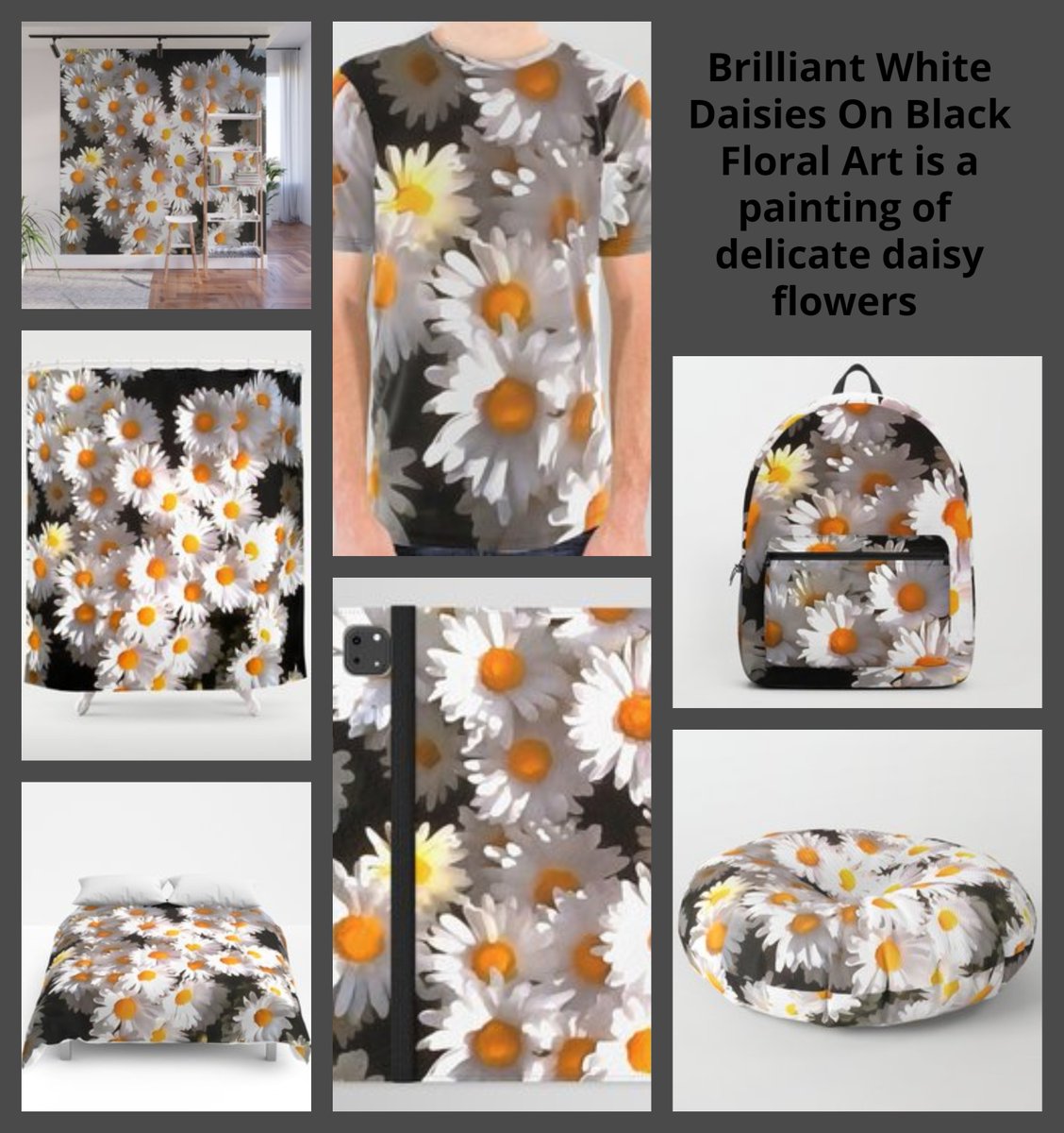 Brilliant White Daisies On Black Floral Art #Backpack #taiche #Society6 #backpack #bag #slingbag #travel #fashion #bags #handbag #totebag #backpacking #shoulderbag #backpacker #style #handbags #backpacks #hiking #backtoschool society6.com/product/brilli…