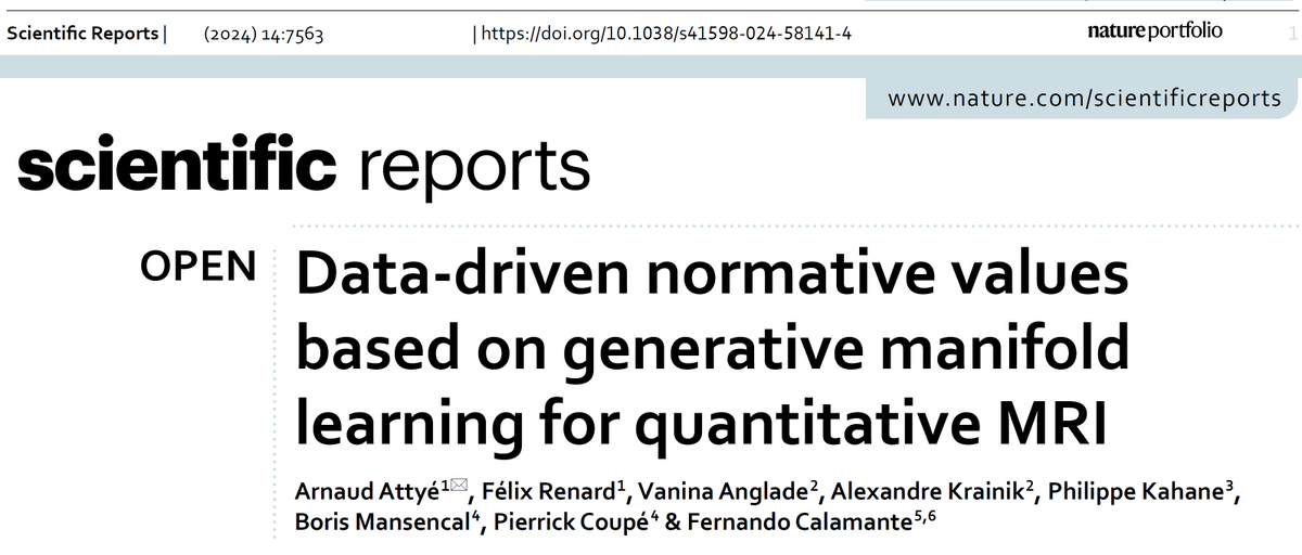 GeoNorm: normative modelling for quantitative MRI without requiring age as co-variable (nature.com/articles/s4159…). It uses generative manifold learning to define a set of ‘digital twins’ for a personalised normative range.