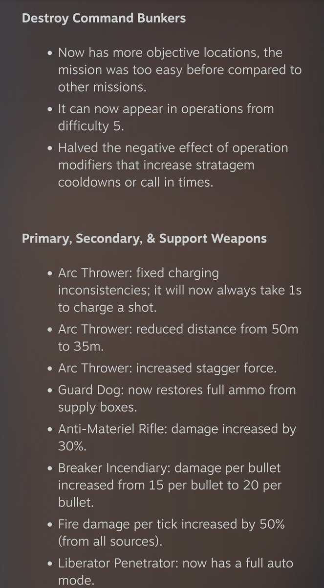 HelldiversAlert's tweet photo. New PATCH 01.000.200

Full details -https://t.co/iRmMitjpSR https://t.co/MAEYJ22nvQ