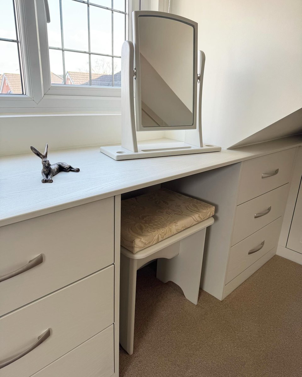 Bespoke fitted wardrobes installed earlier this month! Make the most of every inch of your space, with our made to measure furniture you can make the most of your awkward spaces! Free standing/ standard sizing wardrobes leave unused wasted space behind and above. #fittedbedroom