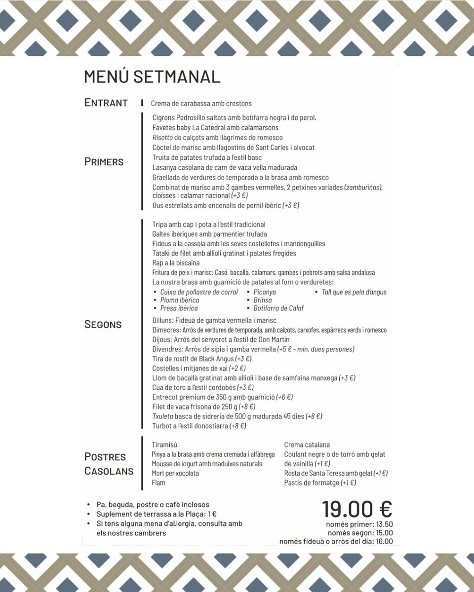 rtedonmartin's tweet photo. 🥘Gaudeix del #menú setmanal de #RestauranteDonMartin i la nostra selecció de plats dissenyats per a tu per 19€!

📍 Plaça de la Vila, #SantaColomadeGramenet
☎️ Reserves: 933 855 561

#Barcelona #parrillada #restaurante #BBQ #paellas #menusemanal #menudiario #foodiesbcn #bcnfood https://t.co/IxrlWF8FKV