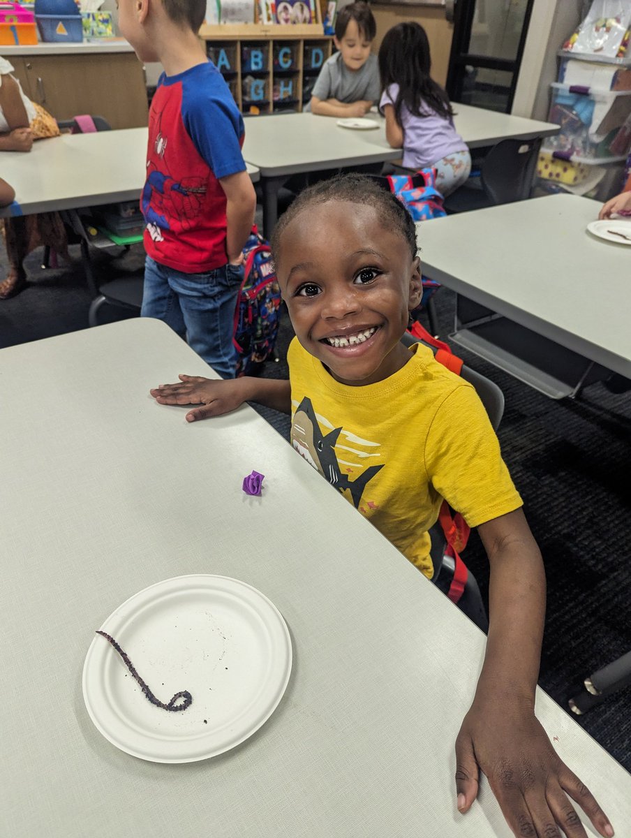 We are learning about spiders🕷️, scorpions🦂, and worms🪱 this week, so why not kick it off by looking at real life red worms? 🤢 The things I do for my Pre-K babies! They were both very wiggly! 🫨 #idontlikeworms 🫢 #theyweretouchingthem 👏🏼 @SheridanCFISD @CFISDPK1