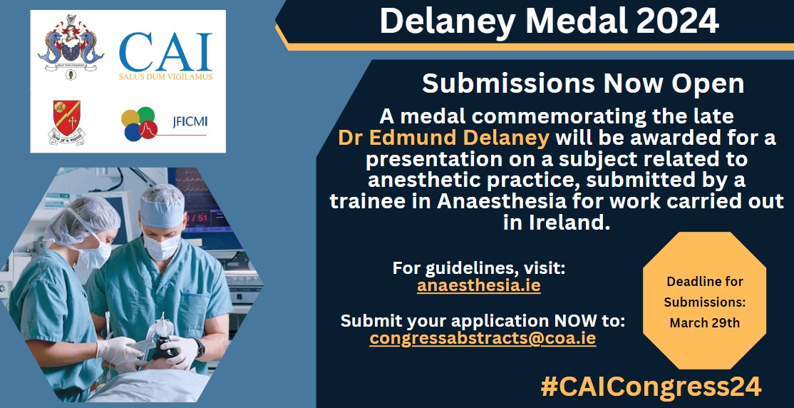 🌟DELANEY MEDAL EXTENSION🌟 We have extended our submission deadline for our Delaney Medal at this year's #CAICongress24 🥇 You now have until 4pm on Friday 5th April! Don't miss out!