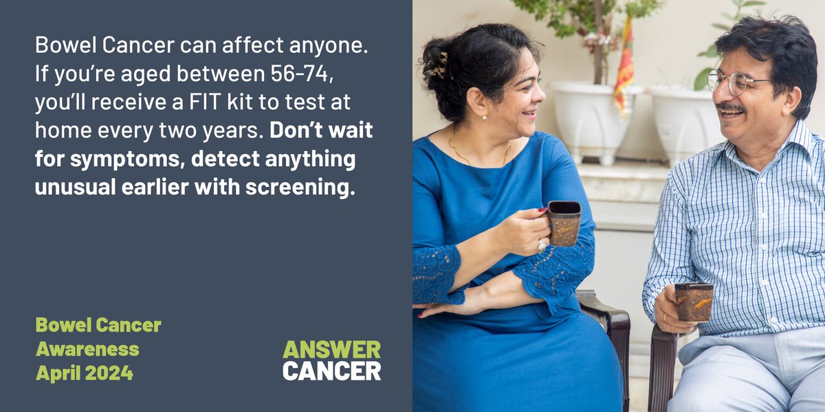 #bowelcancer is the 4th most common cancer in the UK. But it’s treatable and curable if you discover it early. Take a few minutes to complete your FIT kit as soon as you receive it. #cancerawareness