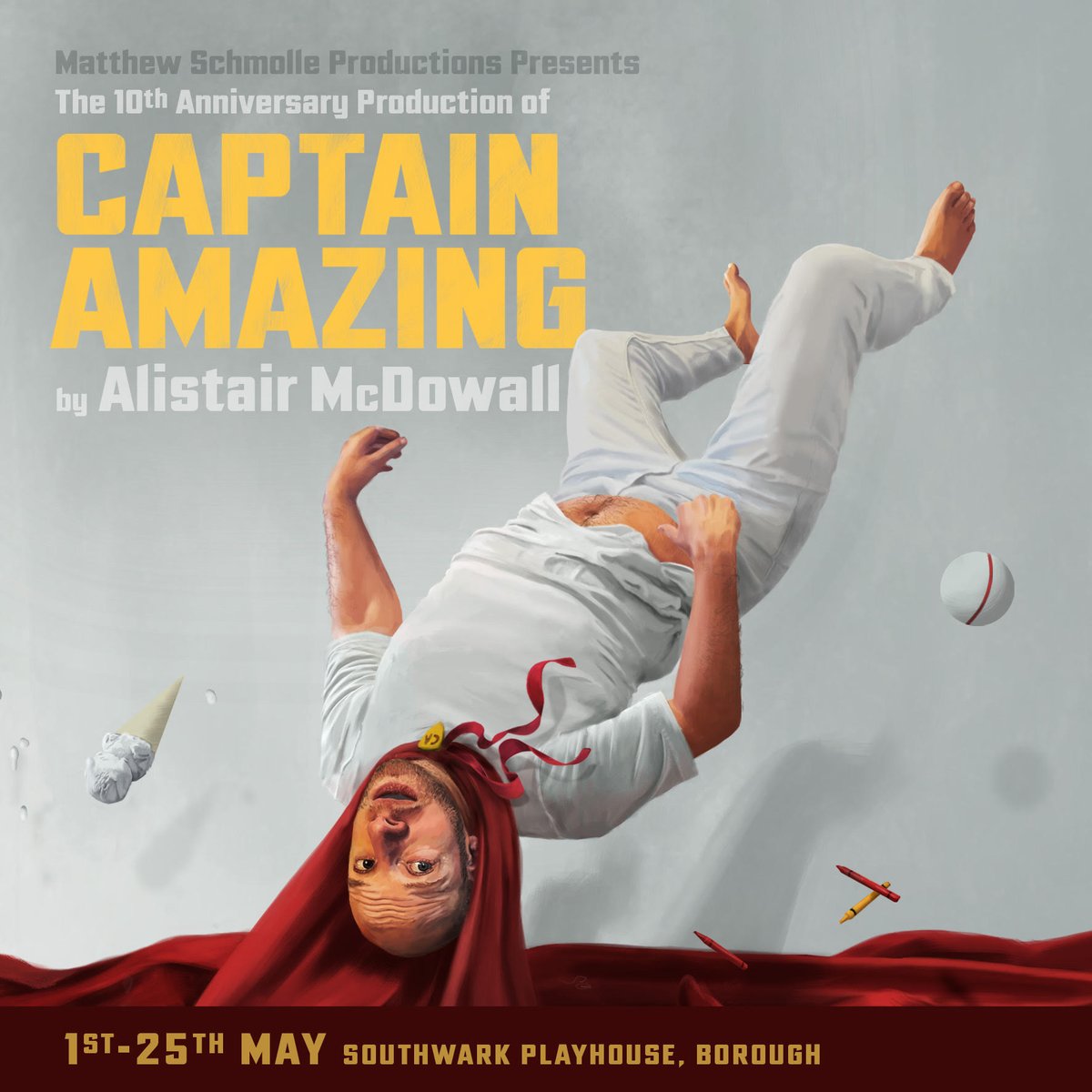 Proud to be supporting ★★★★★ play #CAPTAINAMAZING opening @swkplay, London May 1st 2024. This solo piece of theatre is about the journey of a simple man into #fatherhood. Limited £10 tickets available on the 1st May show.  Just go to southwarkplayhouse.co.uk/productions/ca… to book.