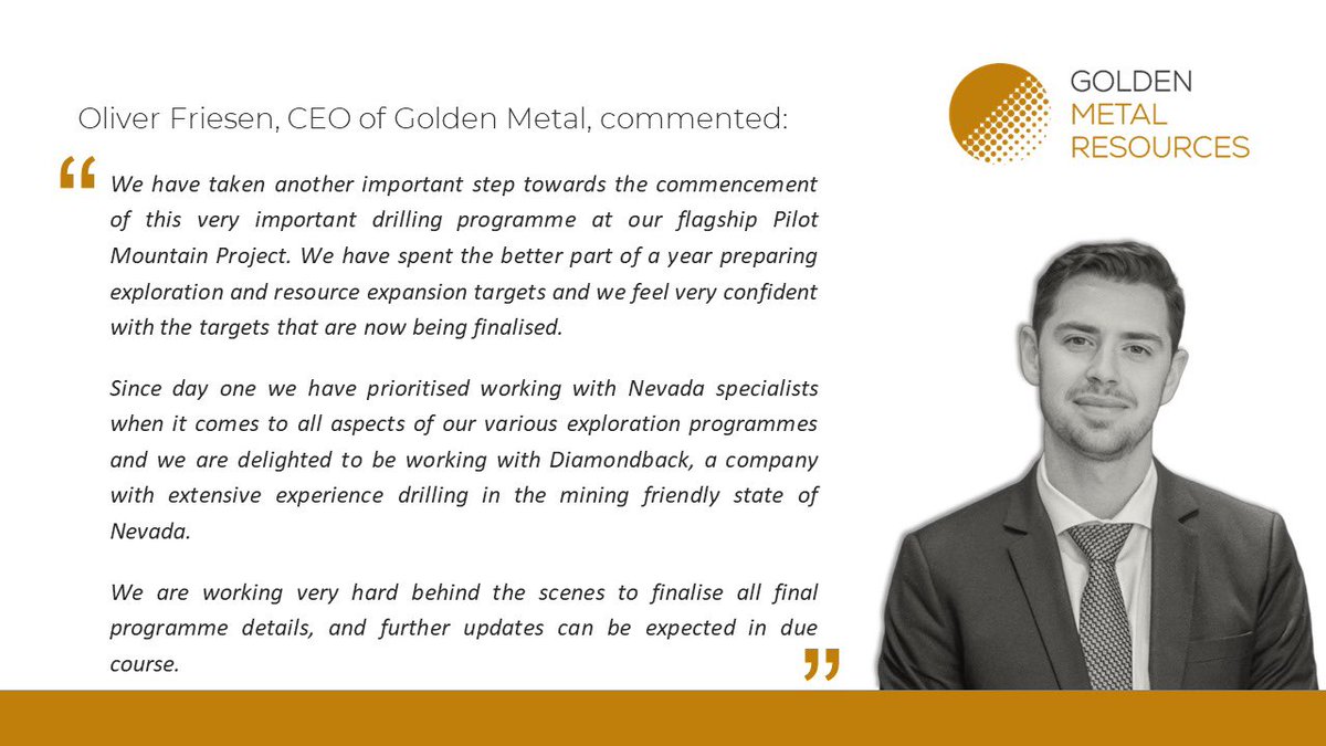 #GMET CEO @oliverjfriesen comments 💬 “Since day one we have prioritised working with Nevada specialists when it comes to all aspects of our various exploration programmes and we are delighted to be working with Diamondback” londonstockexchange.com/news-article/G… #GMET #GMTLF #Nevada