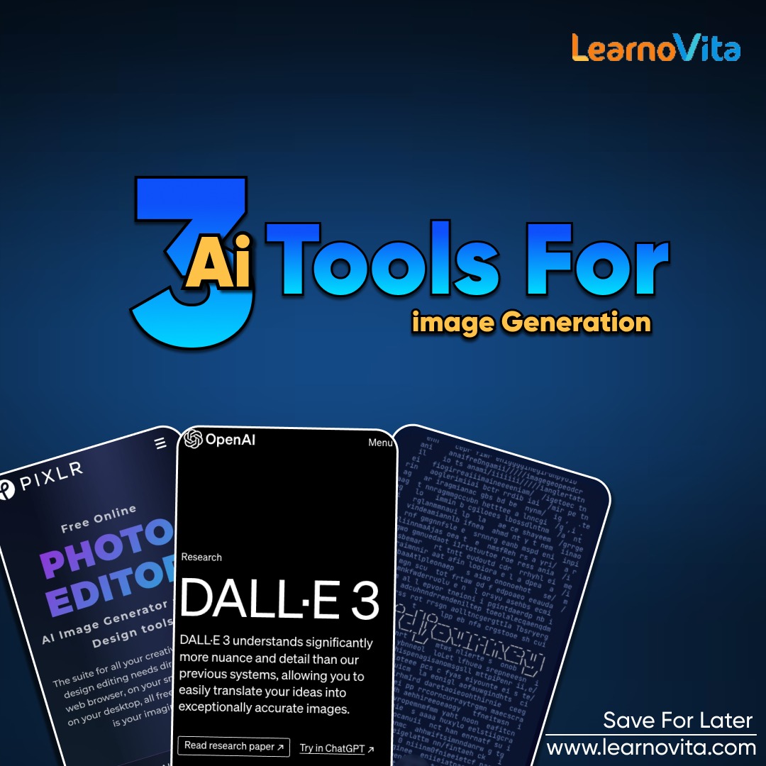 Unleash your creativity with AI-driven tools! 3 AI tools for image generation!!

Learn more: learnovita.com

#learnovita #AIImageTools #VisualIntelligence #ImageProcessing #AIEnhancement #SmartEditing #AIPhotography #ImageRecognition #VisualAnalysis #AIInnovation