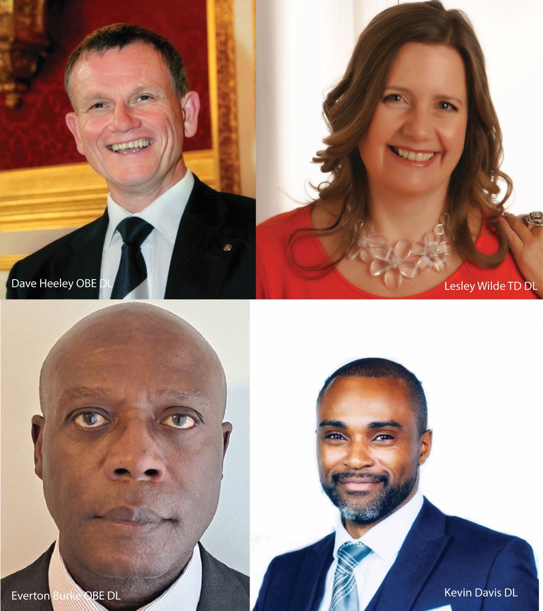 Lord-Lieutenant Sir John Crabtree is delighted to announce the appointment of four new deputy lieutenants in the West Midlands. @blinddaveheeley @LesleyWilde @KevinRDavis and Everton Burke.