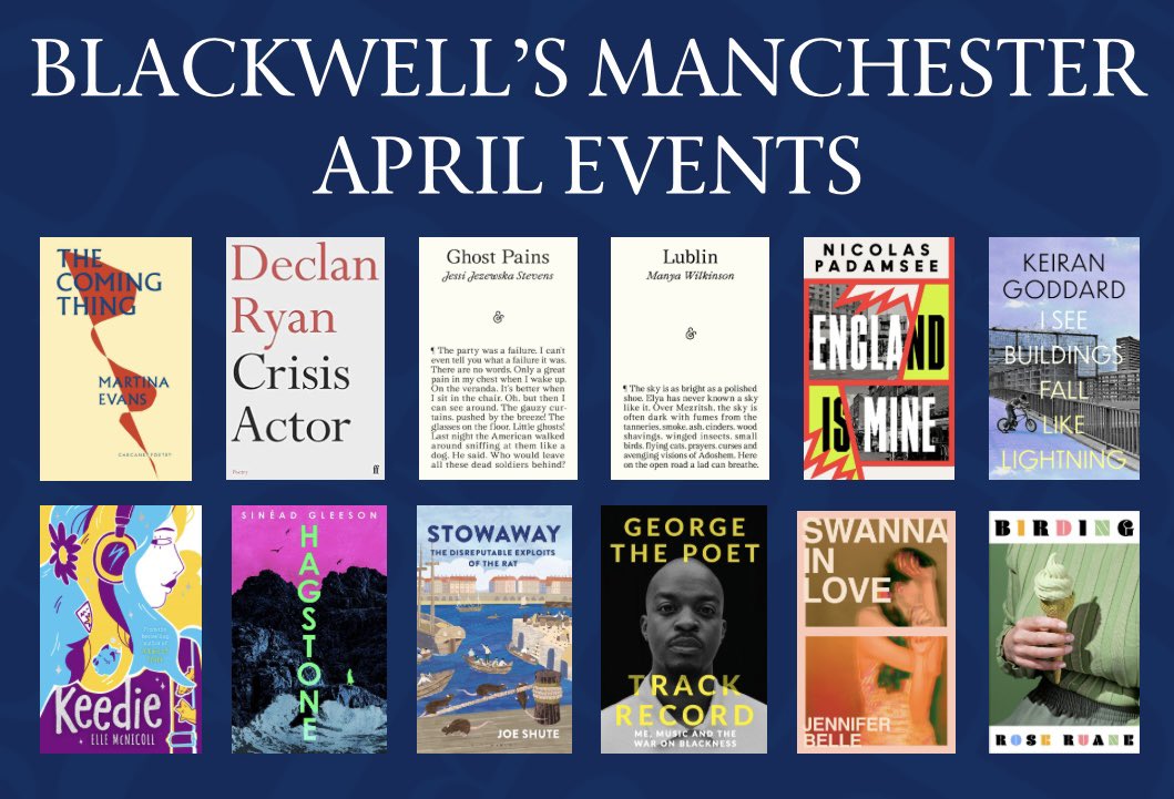 April is here and we have another incredible month of events for you with Martina Evans & Declan Ryan, @andothertweets, @BooksandChokers, @nicolaspadamsee & @keirangoddard1, @sineadgleeson, @JoeShute, @GeorgeThePoet and Jennifer Belle & @RegretteRuane! Tickets via link in header