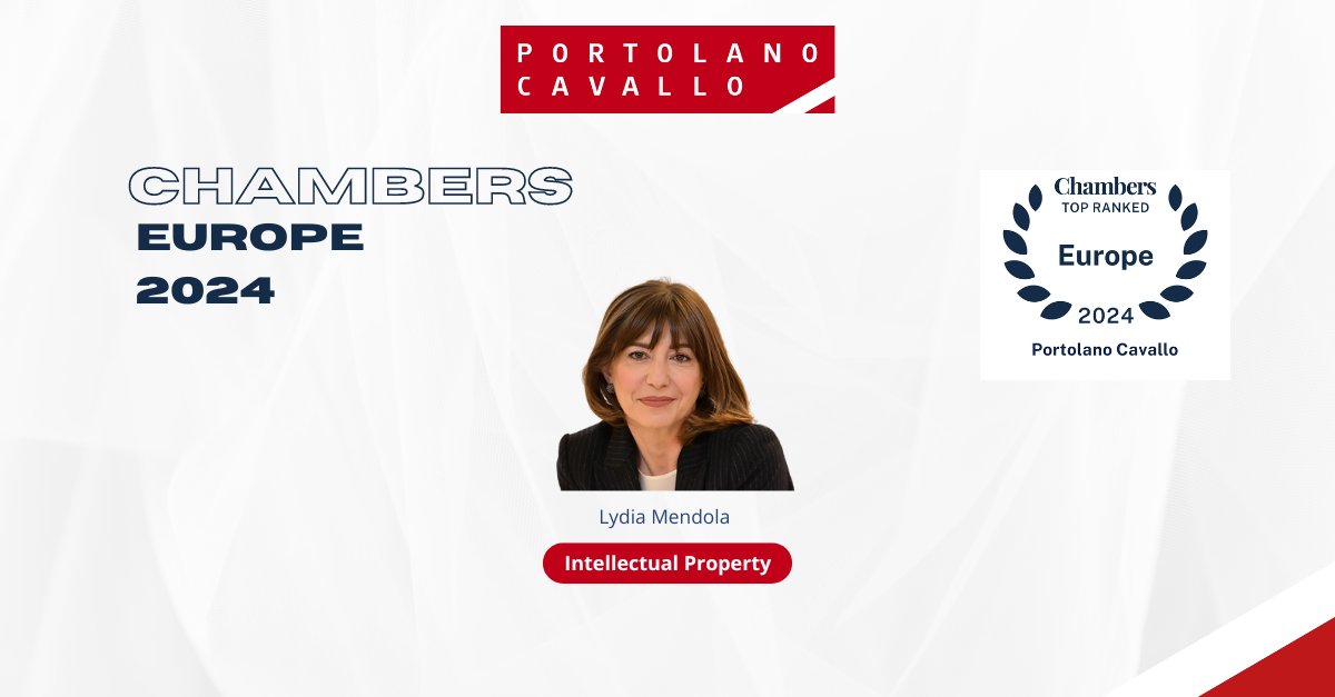 🏆CHAMBERS EUROPE 2024 Our partner Lydia Mendola has been ranked in Band 5 of #ChambersEurope 2024 for the #IntellectualProperty practice. 👉Read more: portolano.it/en/the-firm/re… #IP #copyright #trademark @ChambersGuides #Chambers2024