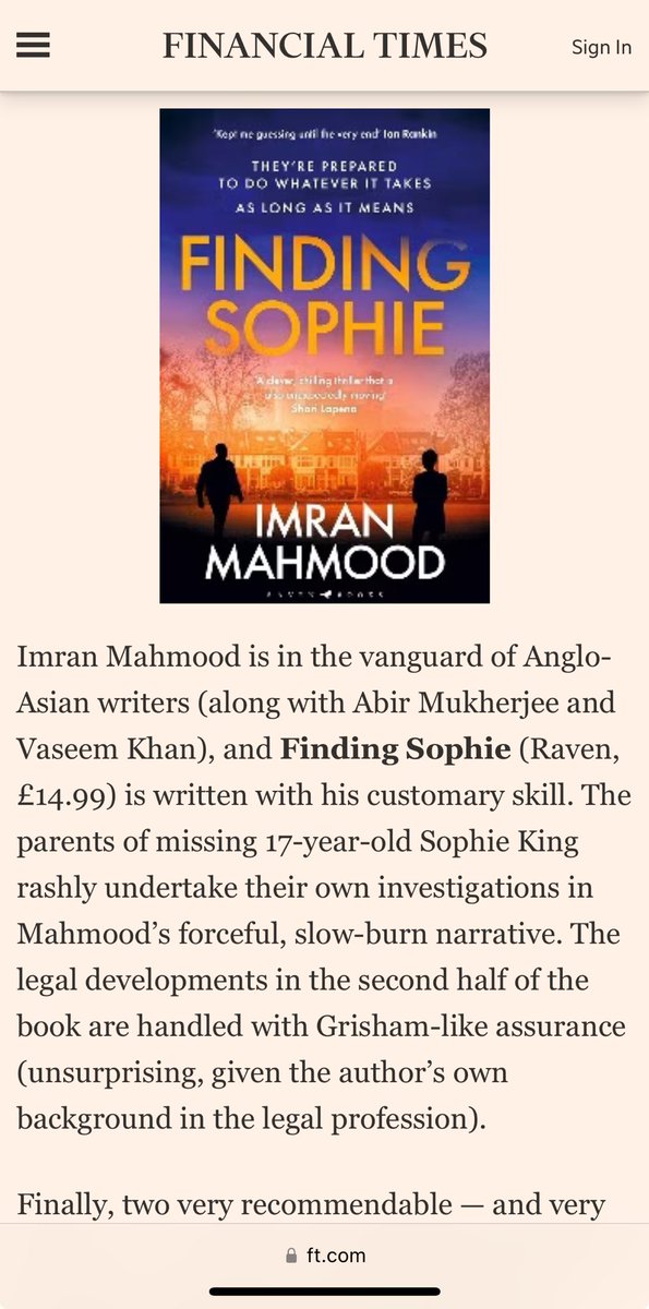 I’ll stop with all the boring self-promotion soon! But for now I’m just going to enjoy this for #findingsophie with much gratitude to ⁦@BarryForshaw3⁩