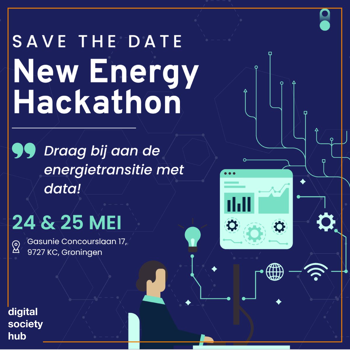 SAVE THE DATE! Op 24 & 25 mei organiseert de @Gasunie de Hackathon New Energy. Duik in de nieuwste datasets over de energiemix en ontwikkel samen oplossingen om maatschappelijke uitdagingen aan te pakken! meer info en inschrijven via: gasunie.nl/new-energy-hac…