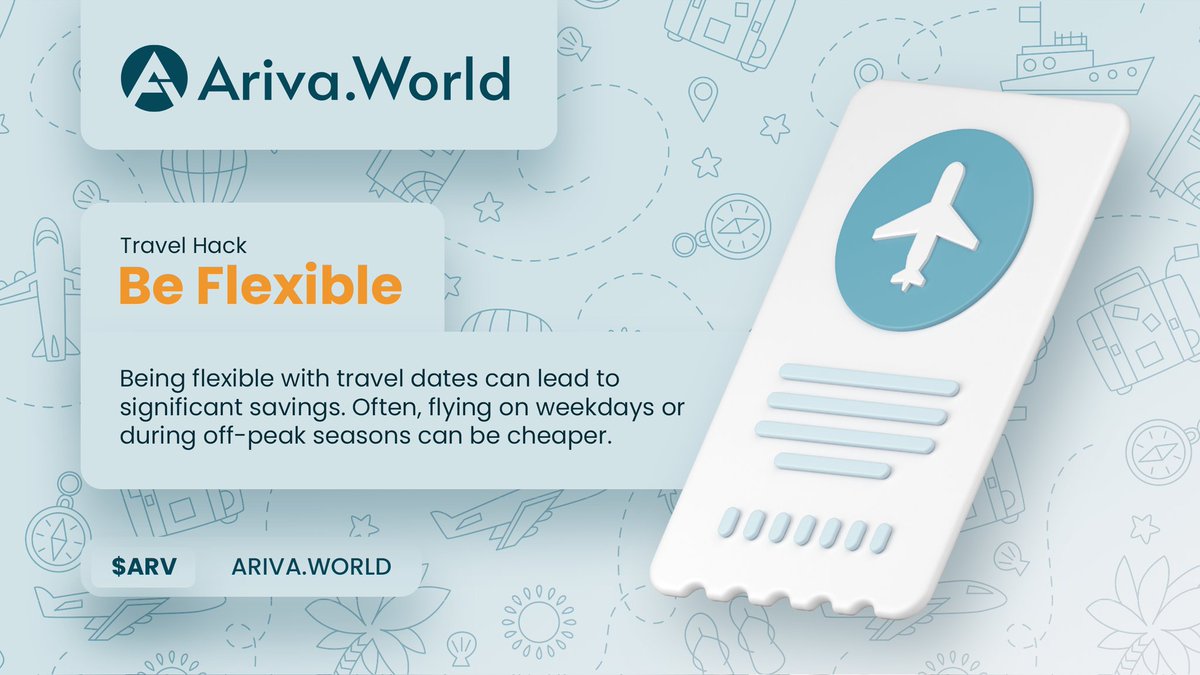 Unlock the secrets to smarter travel with Ariva.world! 💡✈️ Being flexible with your travel dates can lead to big savings. Opting for weekday flights or exploring off-peak seasons can help stretch your budget further while maximizing your adventures! #Travel