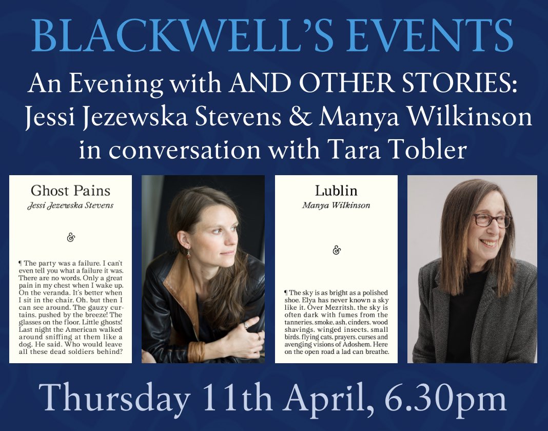 @newwritingMCR Thurs 11 April We’re delighted to be working with one of our favourite indie publishers - @andothertweets - to launch two of their brilliant new titles: Manya Wilkinson’s LUBLIN and Jessi Jezewska Stevens’ GHOST PAINS. Manya and Jessi will be in conversation with Tara Tobler.