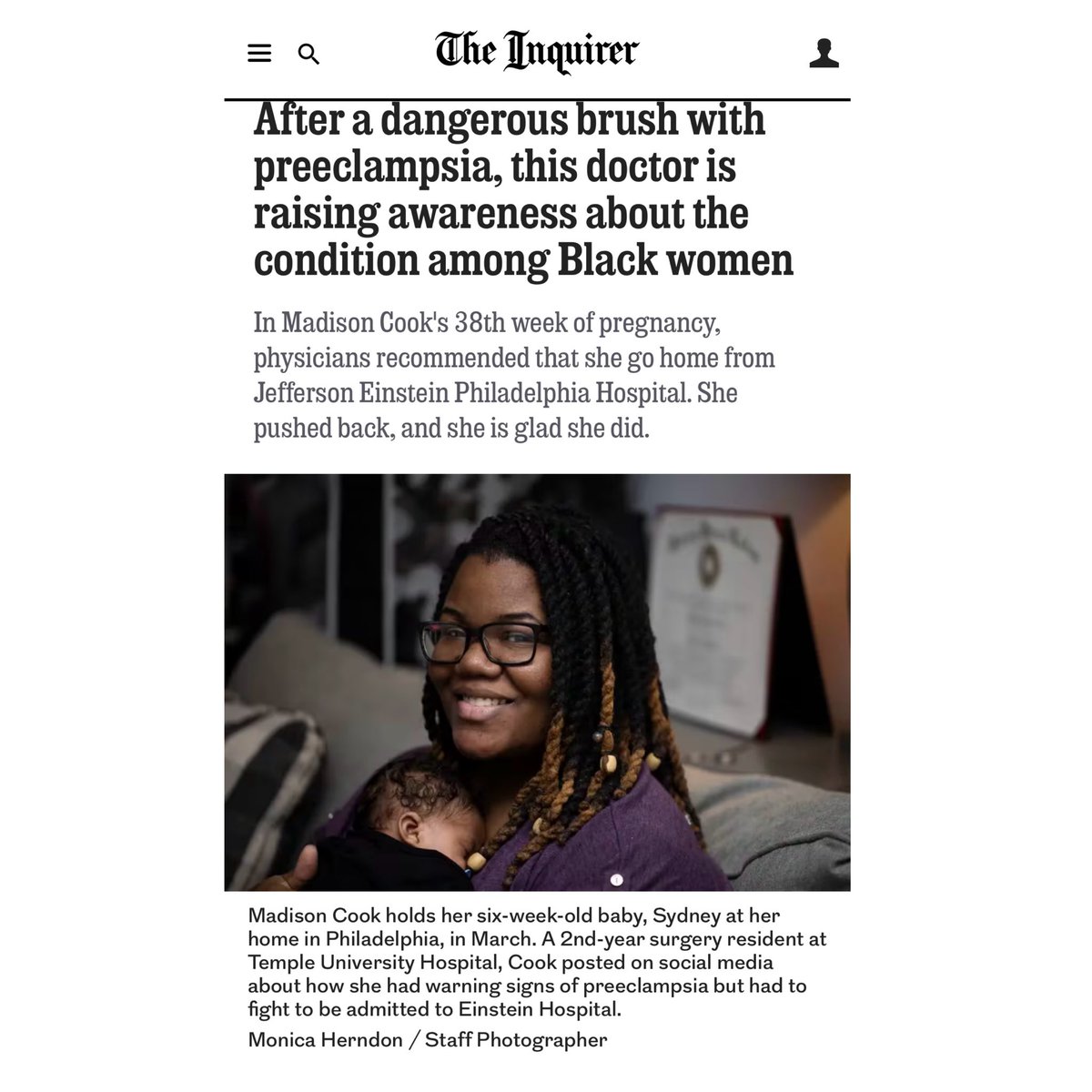 I had the great opportunity to share my story with the Philadelphia Inquirer. I hope this brings the awareness and importance for advocacy for black women in pregnancy.