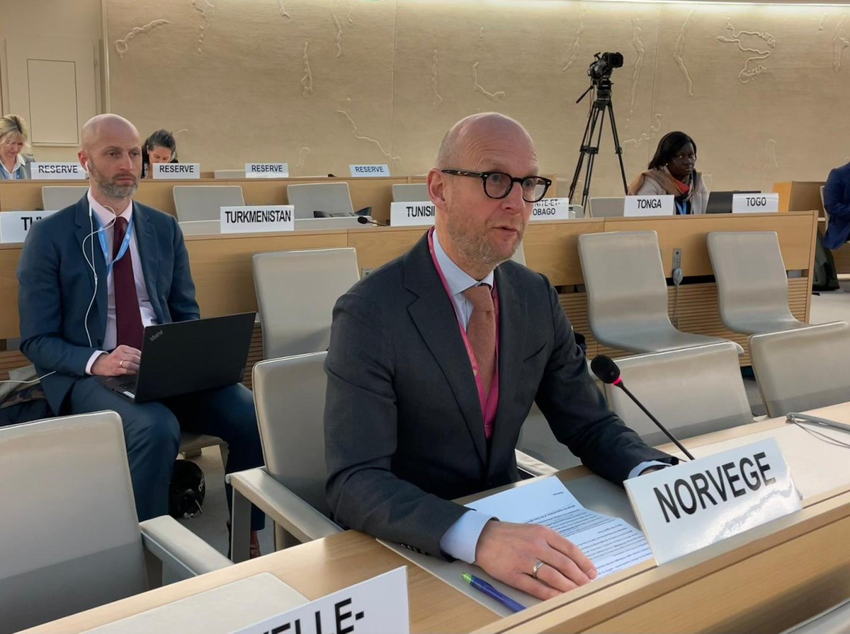 #HRC55: On behalf of 🇱🇹🇪🇪🇮🇸🇸🇪🇩🇰🇱🇻🇫🇮, Norway🇳🇴 commends Colombia for its efforts towards peace. The situation for #HRD’s and signatories to the Peace Agreement in Colombia remains worrying. We urge 🇨🇴 to ensure accountability for #HumanRights violations. 👉bit.ly/3vHUPO0