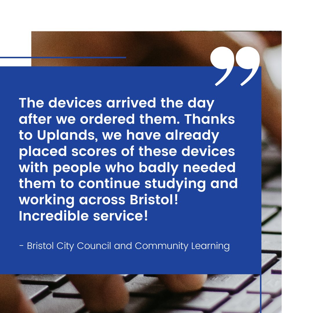 Throwback to when we worked with Bristol City Council Community and Learning during lockdown, to provide residents with the technology needed to work and learn   👨‍💻

#ITSolutions #CustomerCare #BusinessMobiles #AwardWinningService #Telecoms #Testimonial #CustomerReview