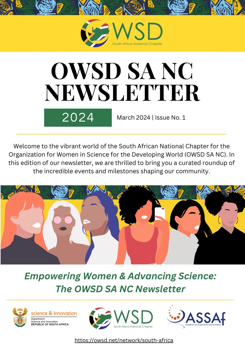 Exciting News! 🎉🤩🙌 OWSD SA NC's first newsletter is OUT NOW!

Discover a year's worth of events, insightful member profiles, and upcoming webinars.
Stay connected and empowered in STEM – Visit our website to download a copy now!!

#womeninSTEM #womenempowerment #owsdsanc #owsd
