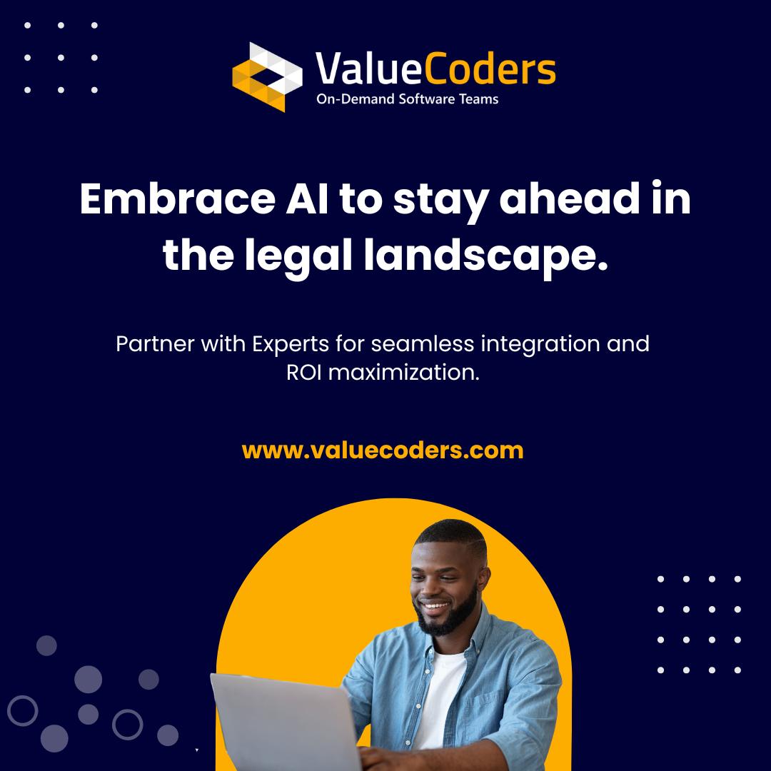 Are cumbersome workflows slowing down your legal enterprise? Discover how AI and ML technologies can revolutionize your processes, boost efficiency, and elevate your performance to new heights! valuecoders.com/ai/legal. #AIinLaw #AIandLaw #LegalAI #ValueCoders