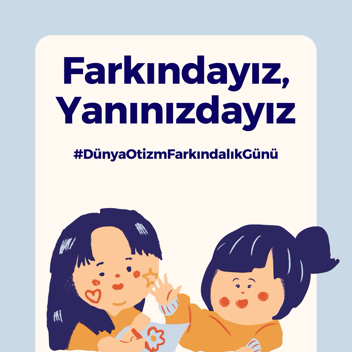 Her renk, hayatımıza anlam katar. Otizmli bireylerle el ele, renklerin sesi olalım, daha anlayışlı bir dünya için adım atalım  #DünyaOtizmFarkındalıkGünü