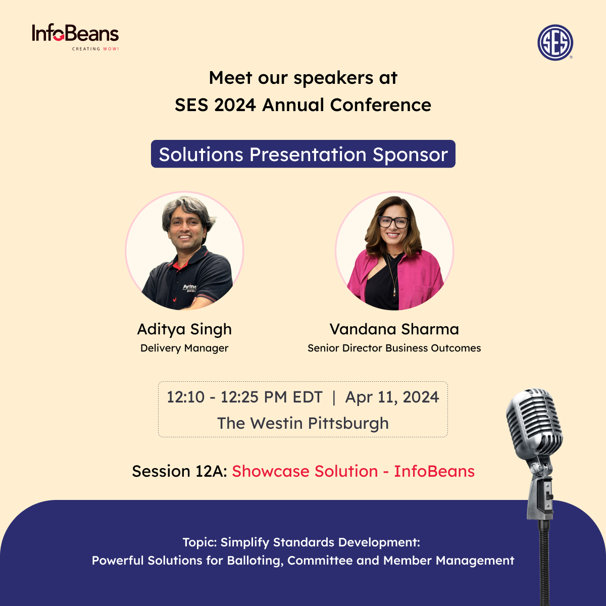 infobeans's tweet image. @infobeans at @SES_Standards 2024 Annual Conference: A 360-degree view of committee &amp;amp; membership mgmt

Join Vandana Sharma &amp;amp; Aditya Singh on #standardsdevelopment at #SES2024

🕰️12:10-2:25 PM EDT | Apr 11
📍The Westin Pittsburgh
cutt.ly/yw28HsgT

infobeans.com/stanza