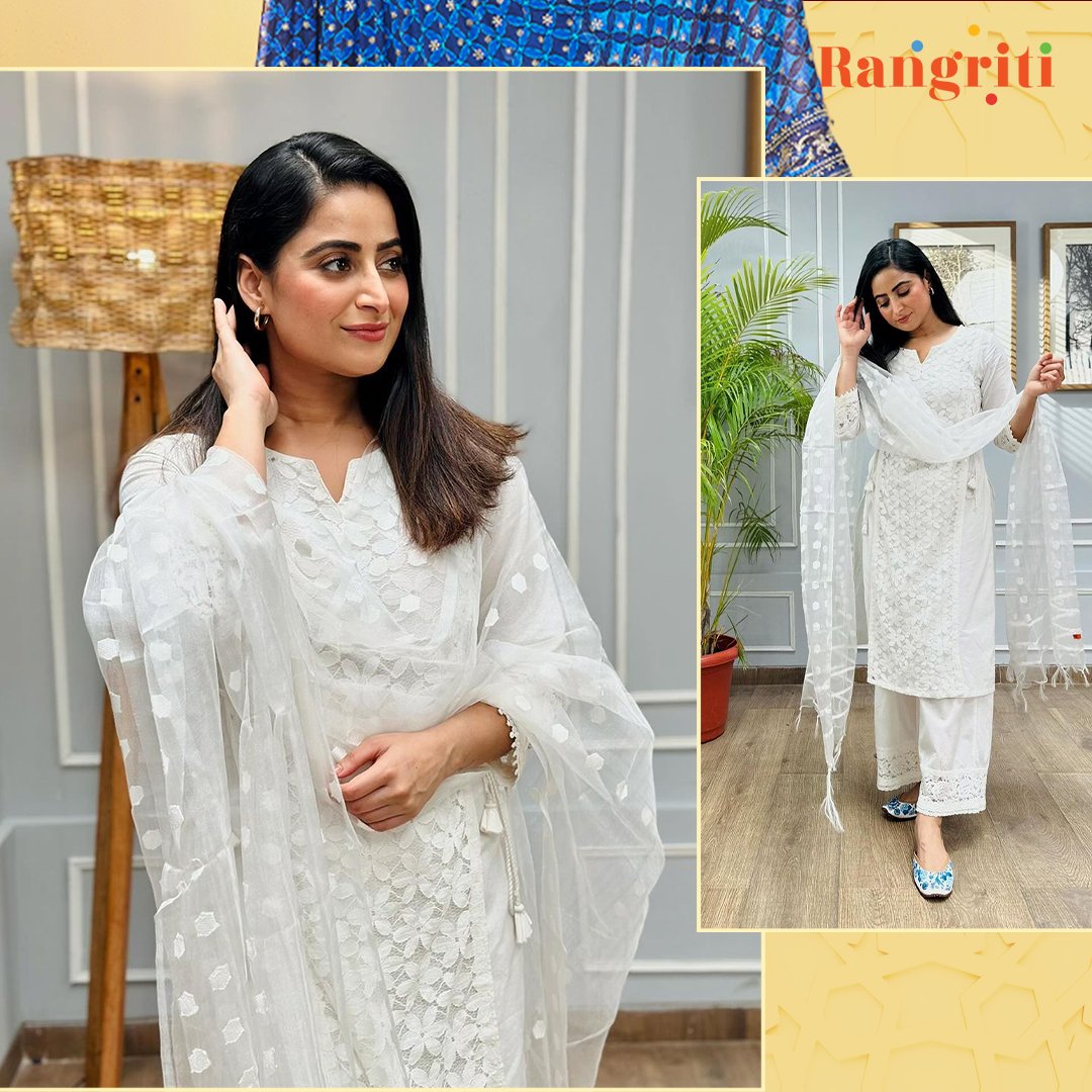 An elegant look to start the year afresh! 🤍 This festive season, put on your finest fits with Rangriti. Get the look by visiting your nearest Rangriti store or grabbing your fit on rangriti.com. #Rangriti #MereRangHiMeriReeti #NewCollection #Fashion #Festiveseason