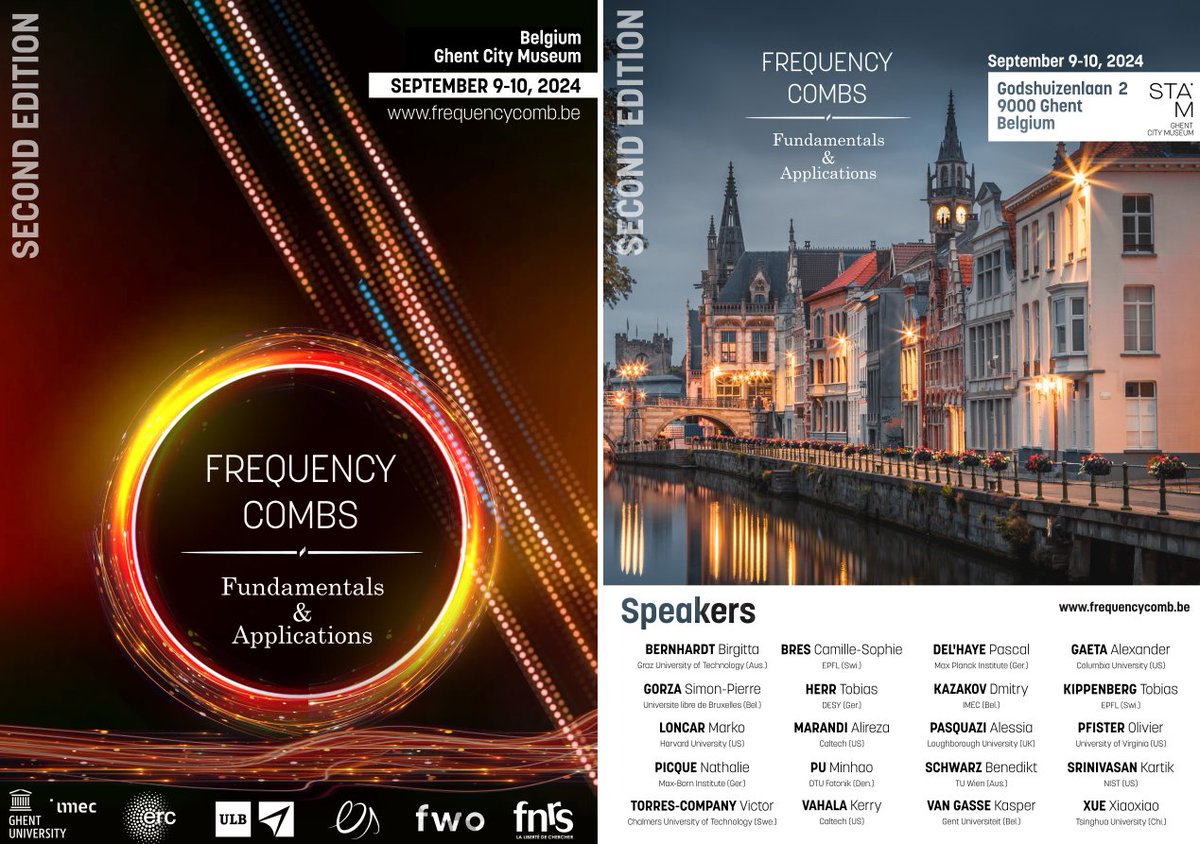 After a successful first edition, I'm excited to announce that @sisseleo, @BartKuyken, and I are organizing the second edition of our workshop on Frequency Combs⭕️🌈 in Ghent! Registrations are open; for more information: frequencycomb.be Hope to see you there 😍 RT 🙏