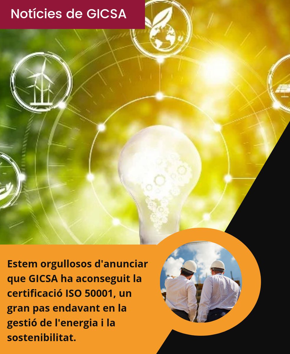 GicsaConstrucc's tweet photo. Aquest estàndard internacional reconeix el nostre compromís amb l'eficiència energètica i la millora contínua, permetent-nos reduir costos i optimitzar el consum d'energia. La certificació ISO 50001 ens ajuda a establir objectius clars i a seguir una estratègia sistemàtica https://t.co/zc2sld7o9C