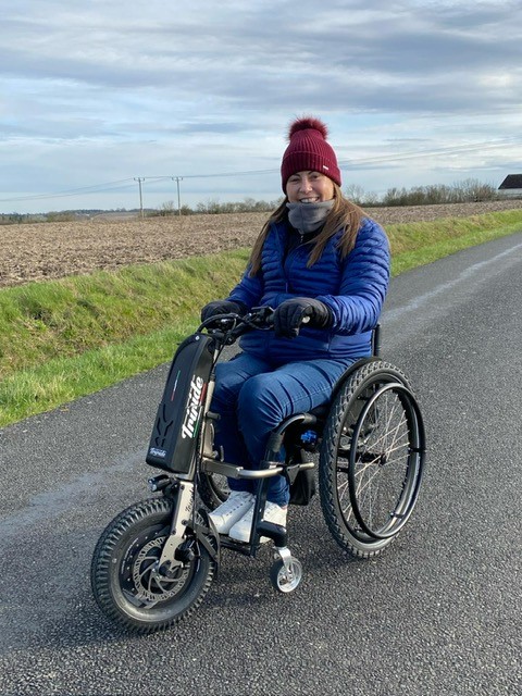 Jenny received a £1,556 grant towards a Tri Ride Power add-on for her manual wheelchair, which has made a huge difference to her life, lovely to see you out and about. #individualgrants #Grants #charit