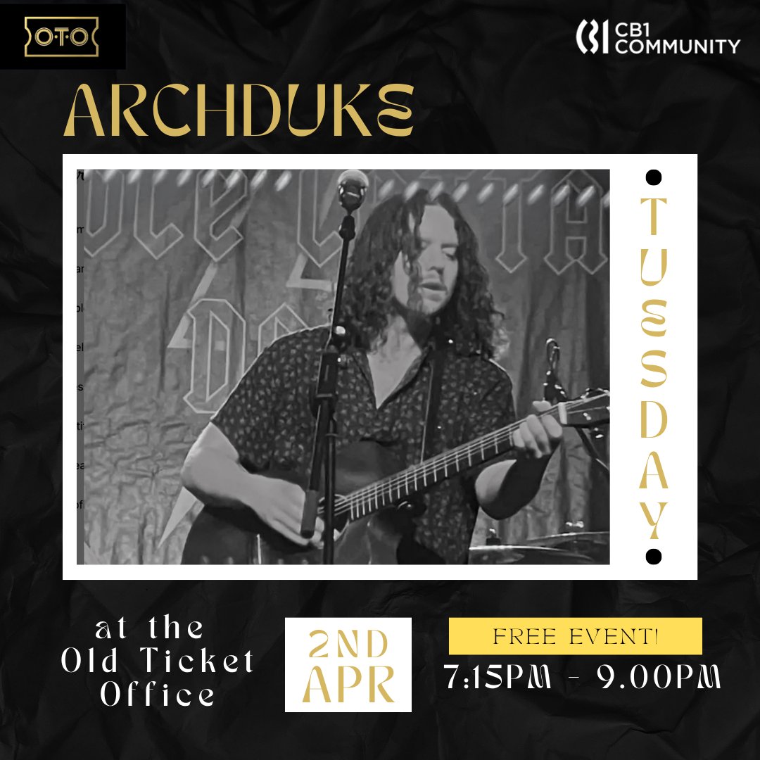 Singer/songwriter Archduke has been releasing high quality music for quite a while. A distinctive and powerful vocal with a number of rock rooted influences evident in his sound, we really look forward to seeing Tom do his thing on tonight at the OTO from 7.15pm