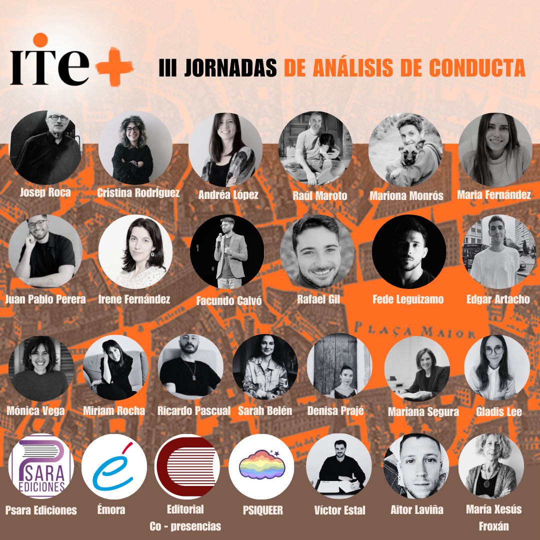 👥Os presentamos a todos los ponentes de las III JORNADAS DE ANÁLISIS DE CONDUCTA - ITE+.

¡Esperamos veros los próximos 5 y 6 de abril!