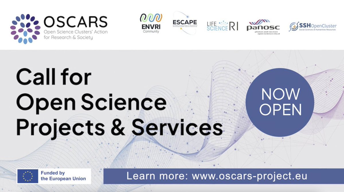 Who's eligible to apply to the OSCARS Open Call for #OpenScience projects & services? All scientists from any domain, research infrastructures, industry...as long as they propose projects in the area of #OpenScience Learn more in the video intro to OSCARS youtu.be/pr2C-KppPGo