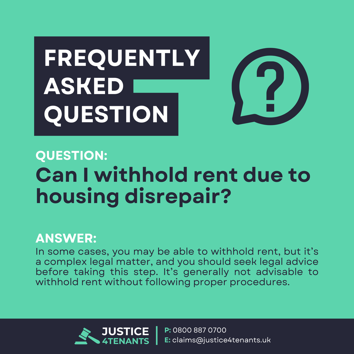 Q: Can I withhold rent due to housing disrepair?

For assistance with your housing disrepair issues, Call us FREE today on 0800 887 0700 or email us on claims@justice4tenants.uk

#HousingDisrepair #Just4Tenants #UKHousing #UKRenting #RentingInUK #TenantUK #HousingUK #UKProperty