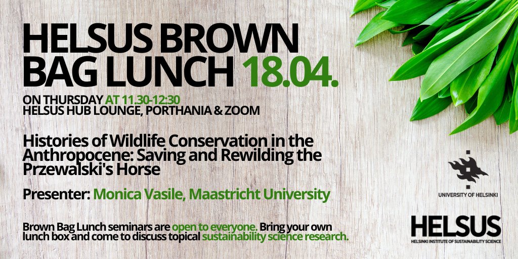 Mark down the next HELSUS Brown Bag Lunch! 📆 🐎@monica_vasile 's presentation examines wildlife conservation histories, focusing on instances where species were reintroduced to the wild and rescued from extinction. Read more: bit.ly/3SvIRi1