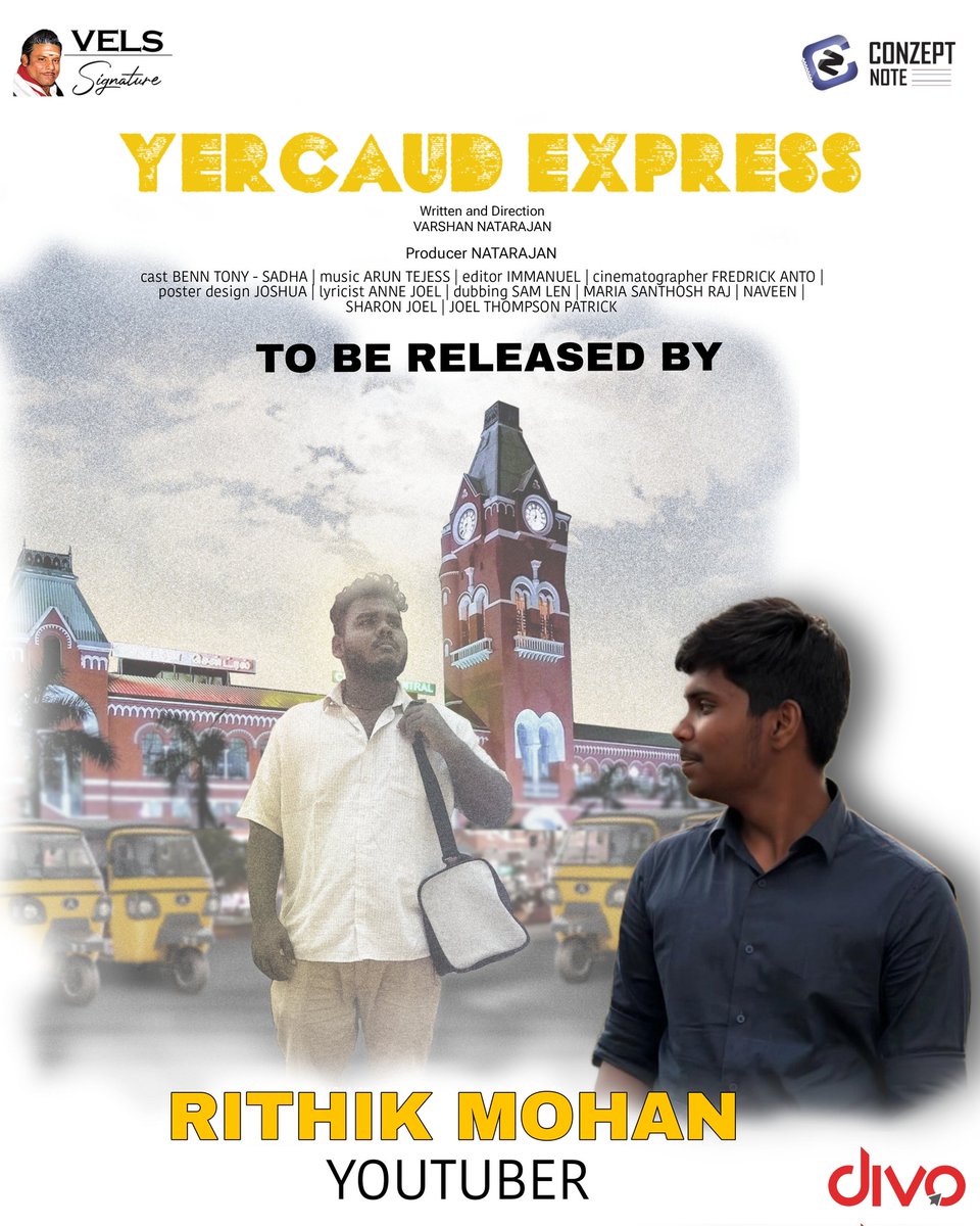 VELS Signature (@velssignature) on Twitter photo #YercaudExpress Short Film will be released by YouTuber <a href="/tiruppurmohan/">Tirupur Mohan</a>
and <a href="/views_of_rithik/">Views of rithik</a> Today evening.
Written & Directed by <a href="/varshan23_/">Varshan Natarajan</a> π¬
<a href="/ArunTejess/">arun_tejess</a> <a href="/BennTony2/">Benn Tony</a> <a href="/ConzeptNoteOff/">Conzept Note</a> <a href="/divomovies/">Divo</a> #YercaudExpress Short Film will be released by YouTuber <a href="/tiruppurmohan/">Tirupur Mohan</a>
and <a href="/views_of_rithik/">Views of rithik</a> Today evening.
Written & Directed by <a href="/varshan23_/">Varshan Natarajan</a> π¬
<a href="/ArunTejess/">arun_tejess</a> <a href="/BennTony2/">Benn Tony</a> <a href="/ConzeptNoteOff/">Conzept Note</a> <a href="/divomovies/">Divo</a>