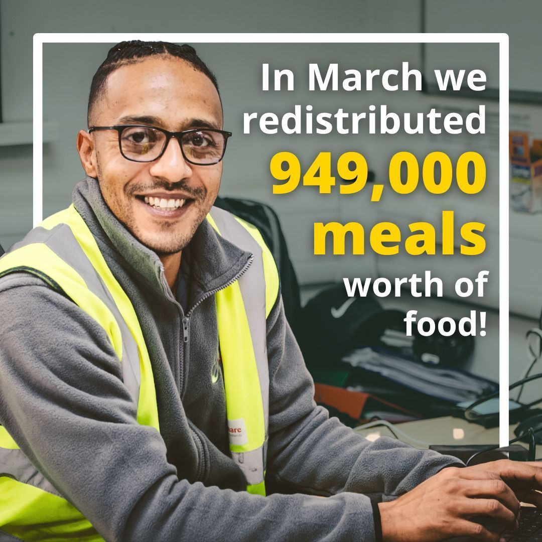 Despite a drop in food in-take throughout March, we still managed to redistribute an impressive 398,000 kgs of surplus food! That's enough for almost 950,000 meals. A big thank you to everyone involved! 💚 #SurplusFood #FareShareMidlands #FareShare #Food #Charity